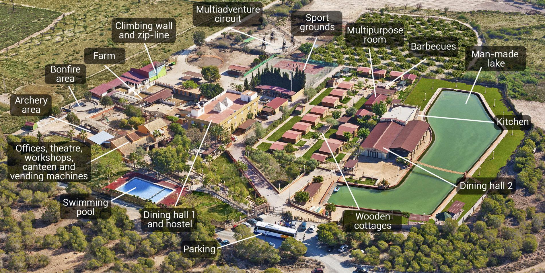 Facilities of the English and Spanish residential multiadventure mini stay of Top School in Spain Facilities of the English and Spanish residential multiadventure mini stay of Top School in Spain